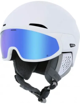 Горнолыжный шлем с визором Alpina Alto Q-Lite White Matt (Blue Revo) 