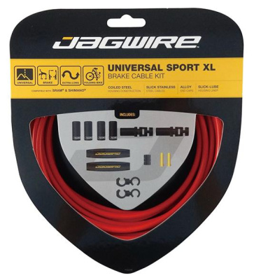 Комплект тормозных тросов с оплетками JAGWIRE UCK802, Universal Sport XL Brake Kit красный
