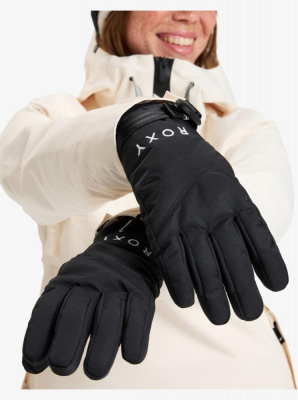 Перчатки сноубордические женские ROXY JETTY SOLID GLOVES TRUE BLACK 