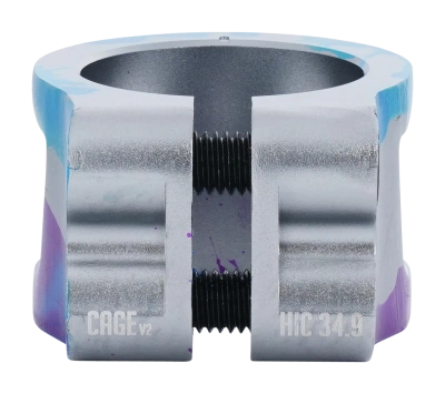 Зажим (хомут) для трюкового самоката Oath Cage v2 HIC/IHC  (серебристый / синий / фиолетовый) от магазина Адреналин